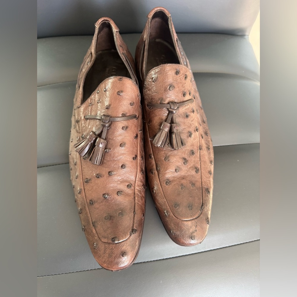 Ostrich Gucci Loafers in Brown   DISCOUNTED
